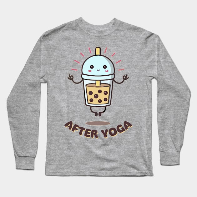 Yoga Coffee BOBA - kawaii Long Sleeve T-Shirt by Darkside Labs